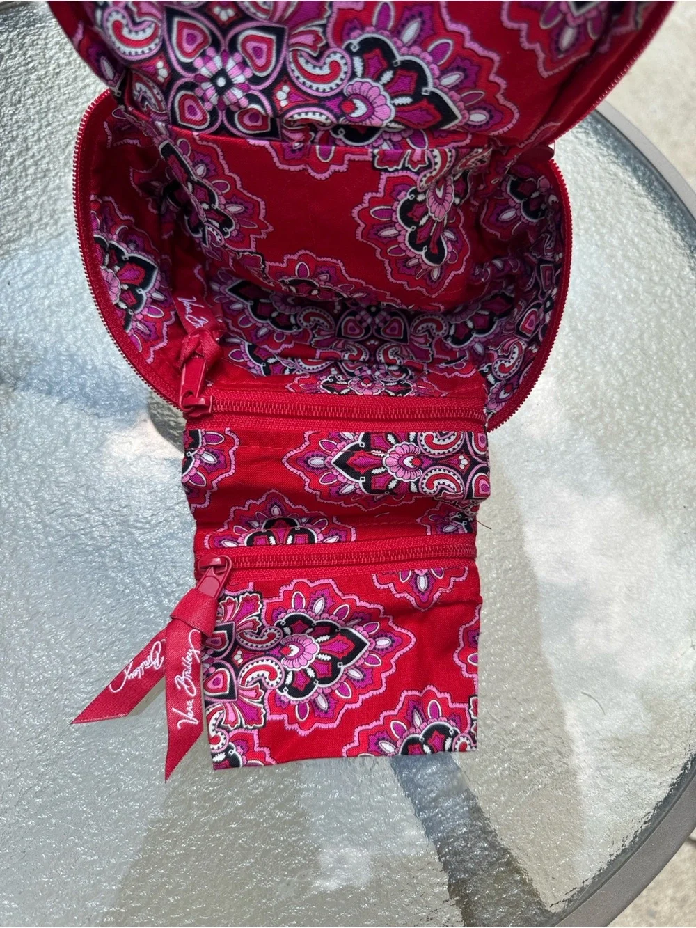 Vera Bradley Red Paisley Quilted Travel Makeup Pouch